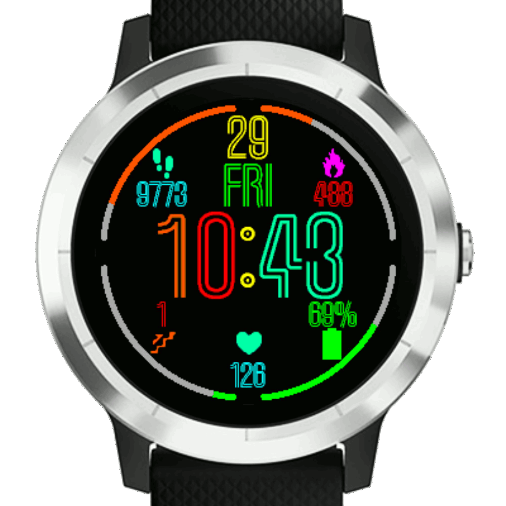 Neon Flash Animated Colorful Watch Face